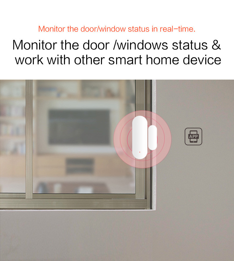 Manufacturer Tuya Smart Door Magnetic Sensor Wifi Automatic Door Window Sensor Alarm Work With Google Alexa