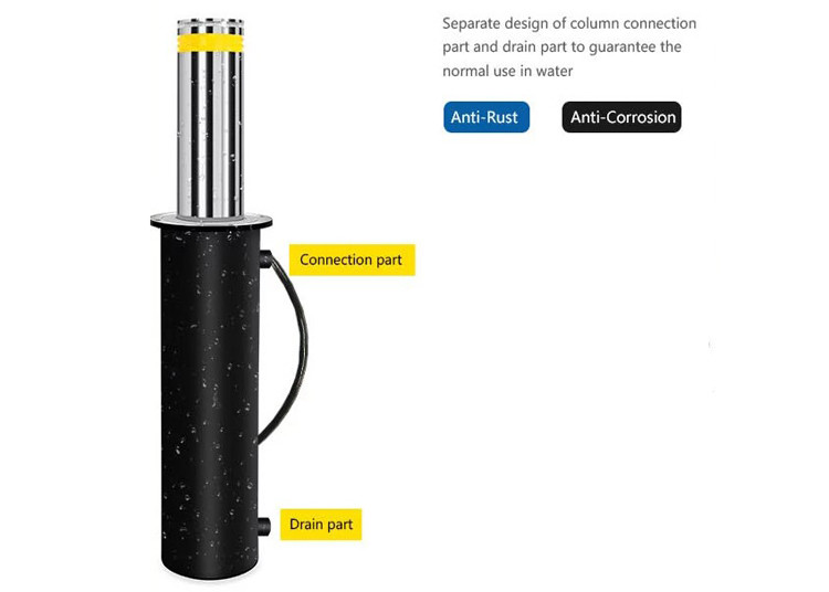 219mm Pillar 2.2kW Retractable Hydraulic Rising Bollards
