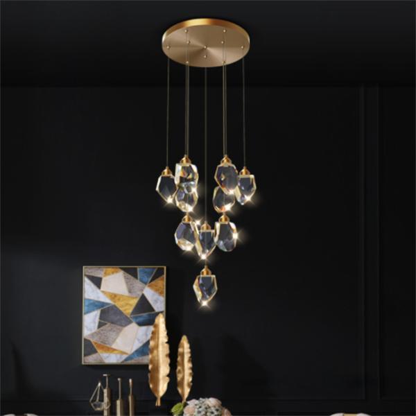 Single Head 3 Light Crystal Nordic Pendant Light For Restaurant Kitchen