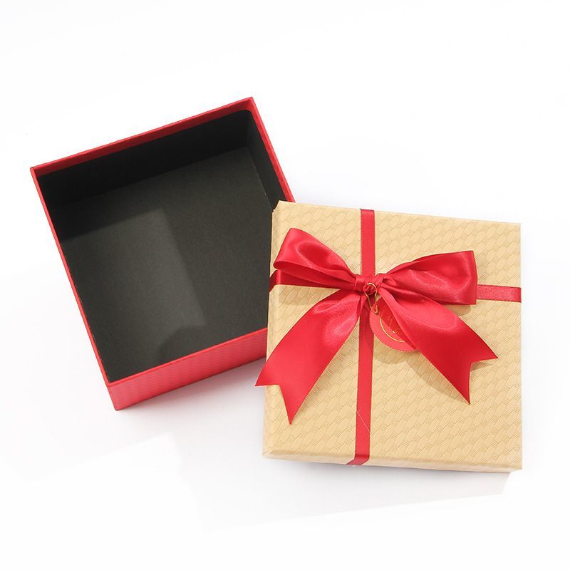 Ribbon Bow Tie Lid and Base Carton Box, Luxury Gift Paper Packaging Boxes