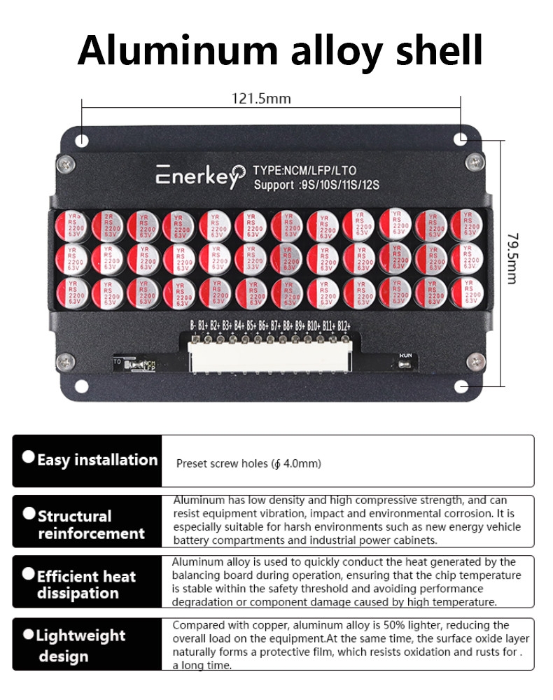 Enerkey Active Balancer Manufacturer 9S-12S 5A Battery Equalizer with Aluminum Shell for Home Storage System