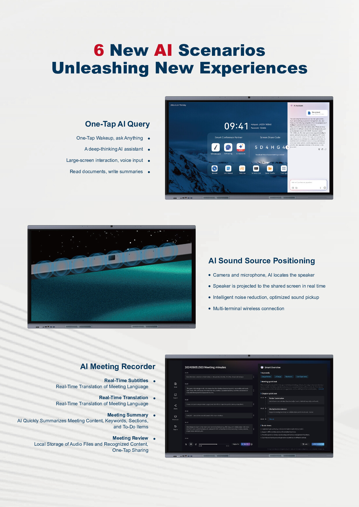 65 Inch 4K HD Screen Standard Interactive Board with Android 14.0 and 350cd/m2 Brightness for Education and Meeting