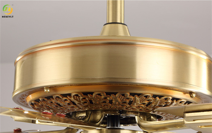 3/4/5 heads American Indoor Ceiling Fan fancy Gold Color LED Ceiling Fan