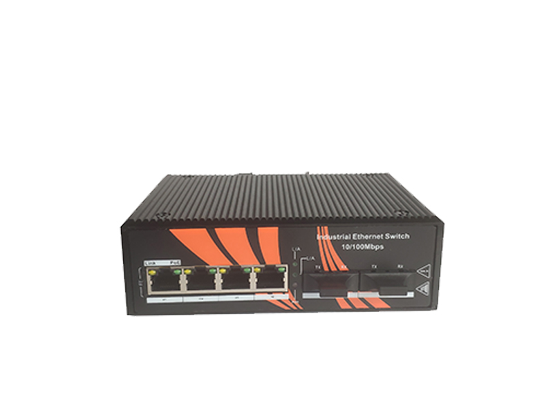 10/100M Industrial Unmanaged Poe Switch Din Rail With 2 SC Ports 4 RJ45 Ports