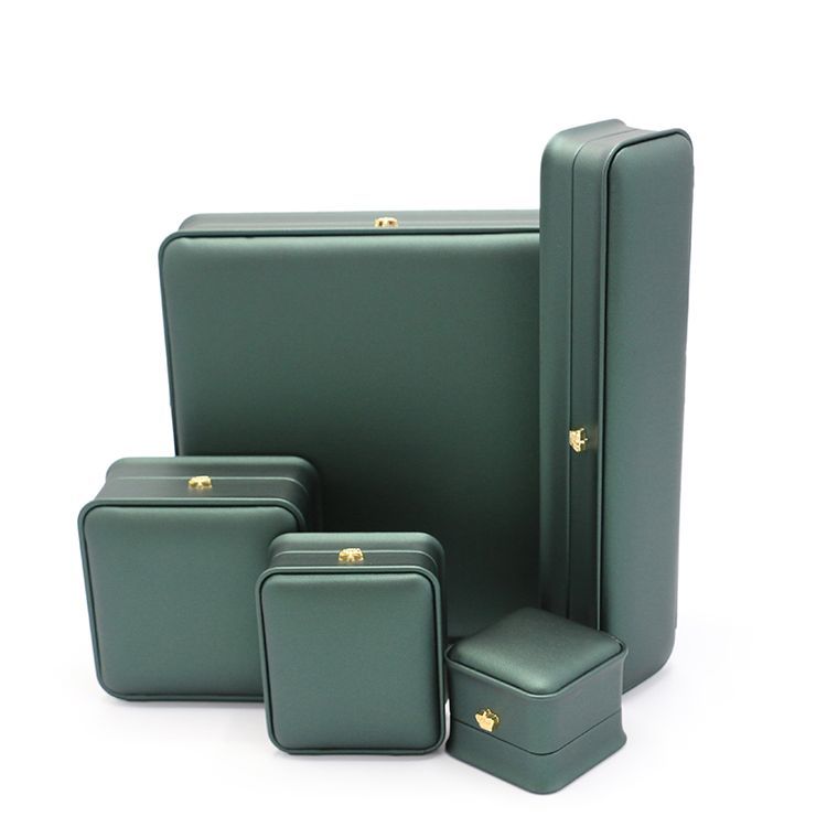 Premium Custom Logo Cardboard Genuine PU Leather Square Ring Bracelet Watch Gift Packing Jewelry Jewellery Set Packaging Display Box with EVA Foam Insert