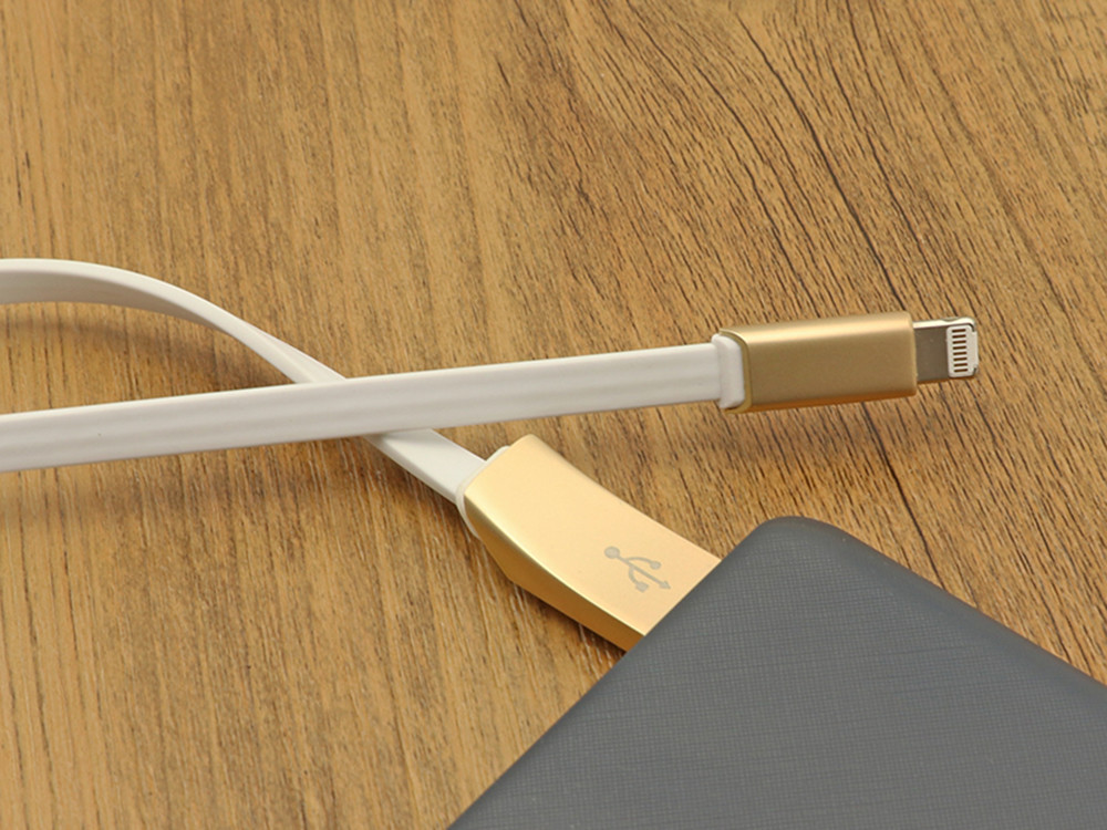 Metal Head Micro Flat USB Cable 3D Zinc Alloy For Samsung With Length 100cm