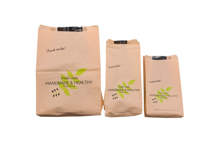 Environmental Elegant Bakery Packaging Bags , Food Safe Brown Paper Bags