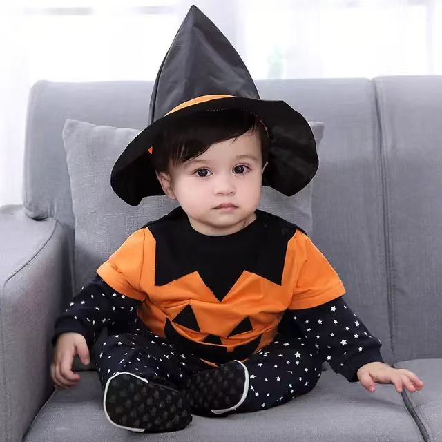 Kids Clothes Children Halloween Pumpkin Infant Bodysuit Jumpsuit Toddler Long Sleeve Pants Hat Cloak Set Baby Romper
