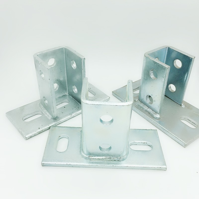 2 Hole Base Metal T Plate Strut Channel Fittings U Shaped Strut Connector Bracket