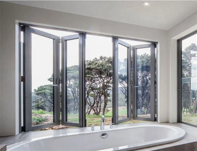 Outward Aluminum Bi Fold Windows With Heat Insulation Coefficient K Value ≤2.1