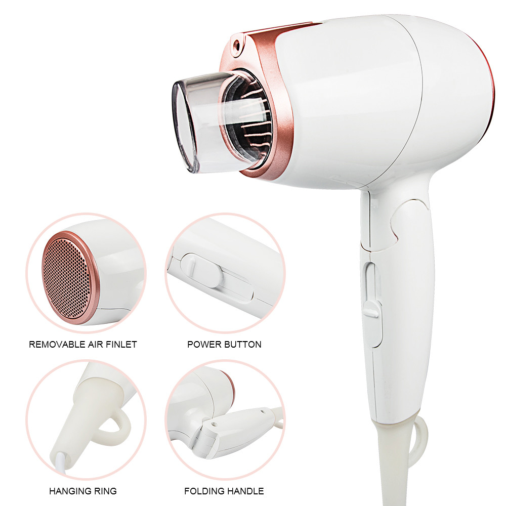 Folding Mini Portable Hair Dryer For Travel 1000W CE Certificated