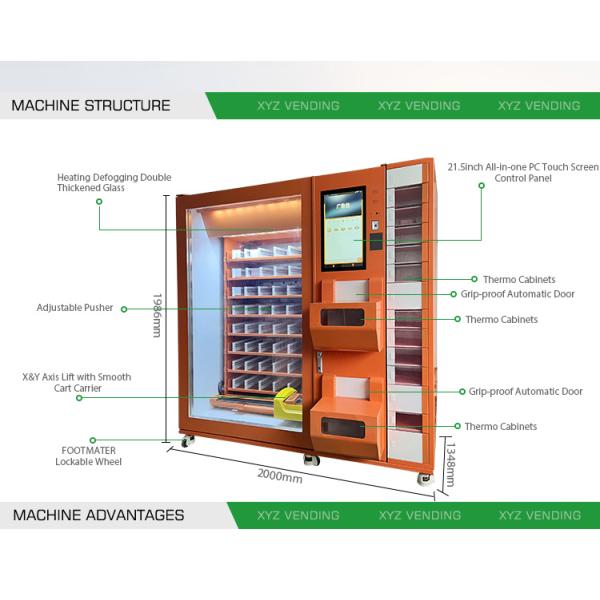 21.5 Inch Touch Screen Vending Machine With Microwave Oven Lunch Box Meal Automatic Hot Food Vending Machine