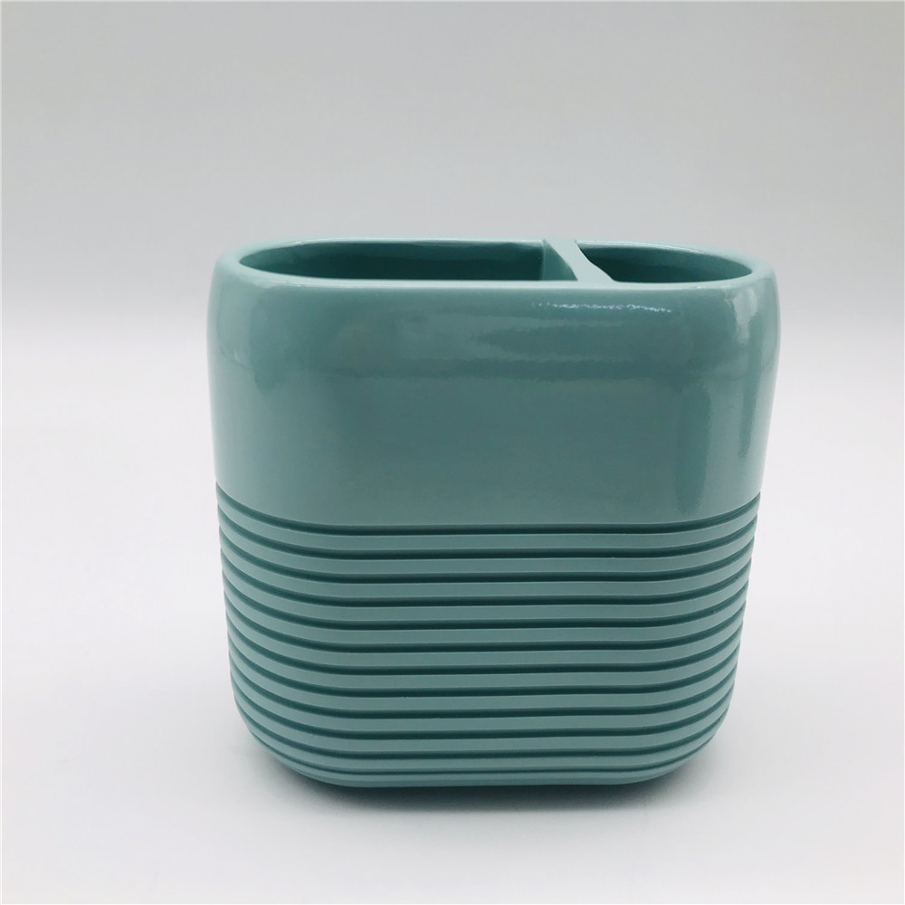 Aqua Plain Polyresin Bathroom Accessories Bathroom Countertop Accessories Set With Circle Line ODM