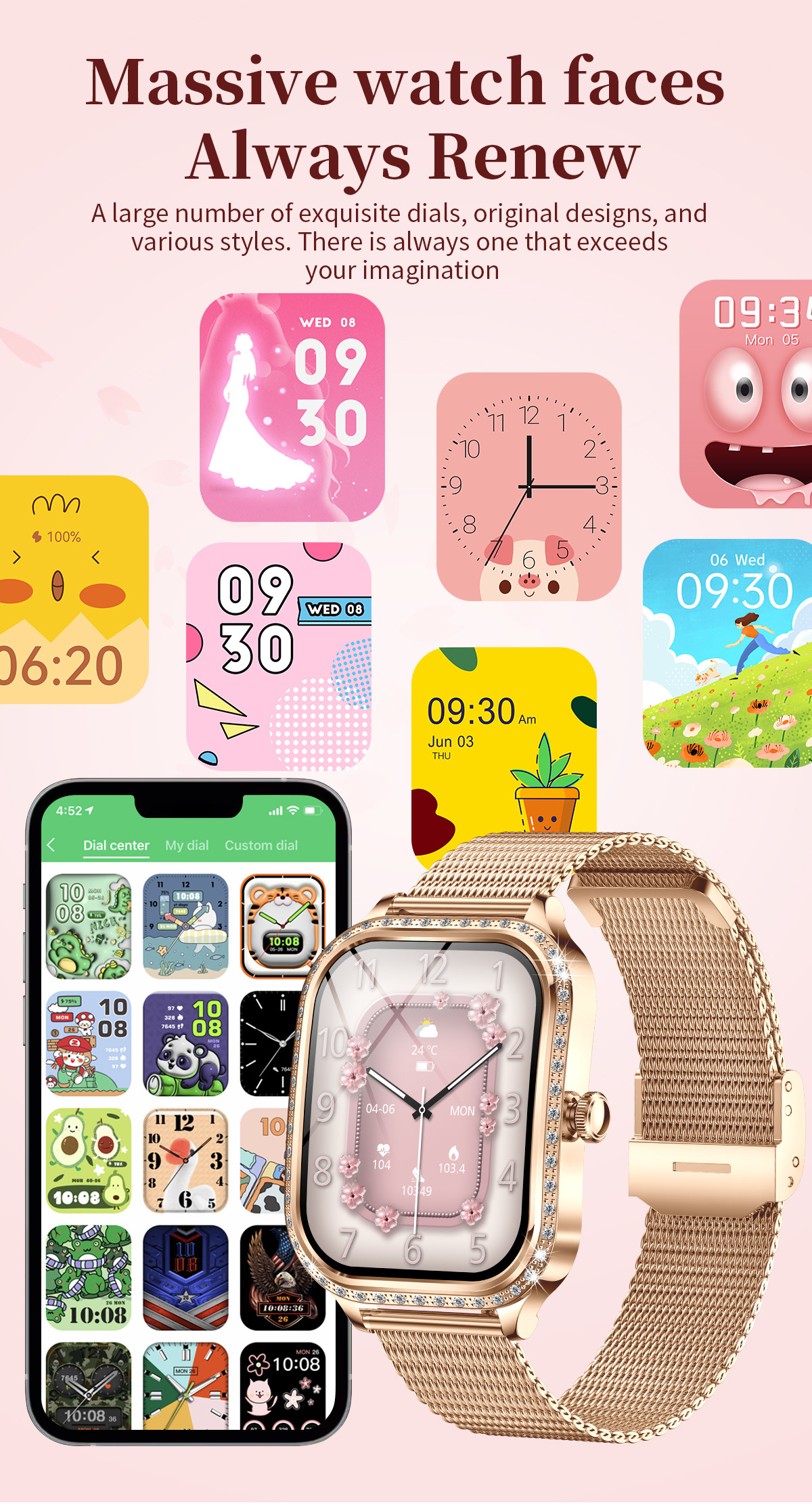 MK88 IPhone Android Women'S Bluetooth Watch Pedometer Amoled Screen Smartwatch