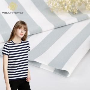 China Single Jersey Striped Knit Fabric 95% Cotton 5% Spandex 170g Summer Wear on sale