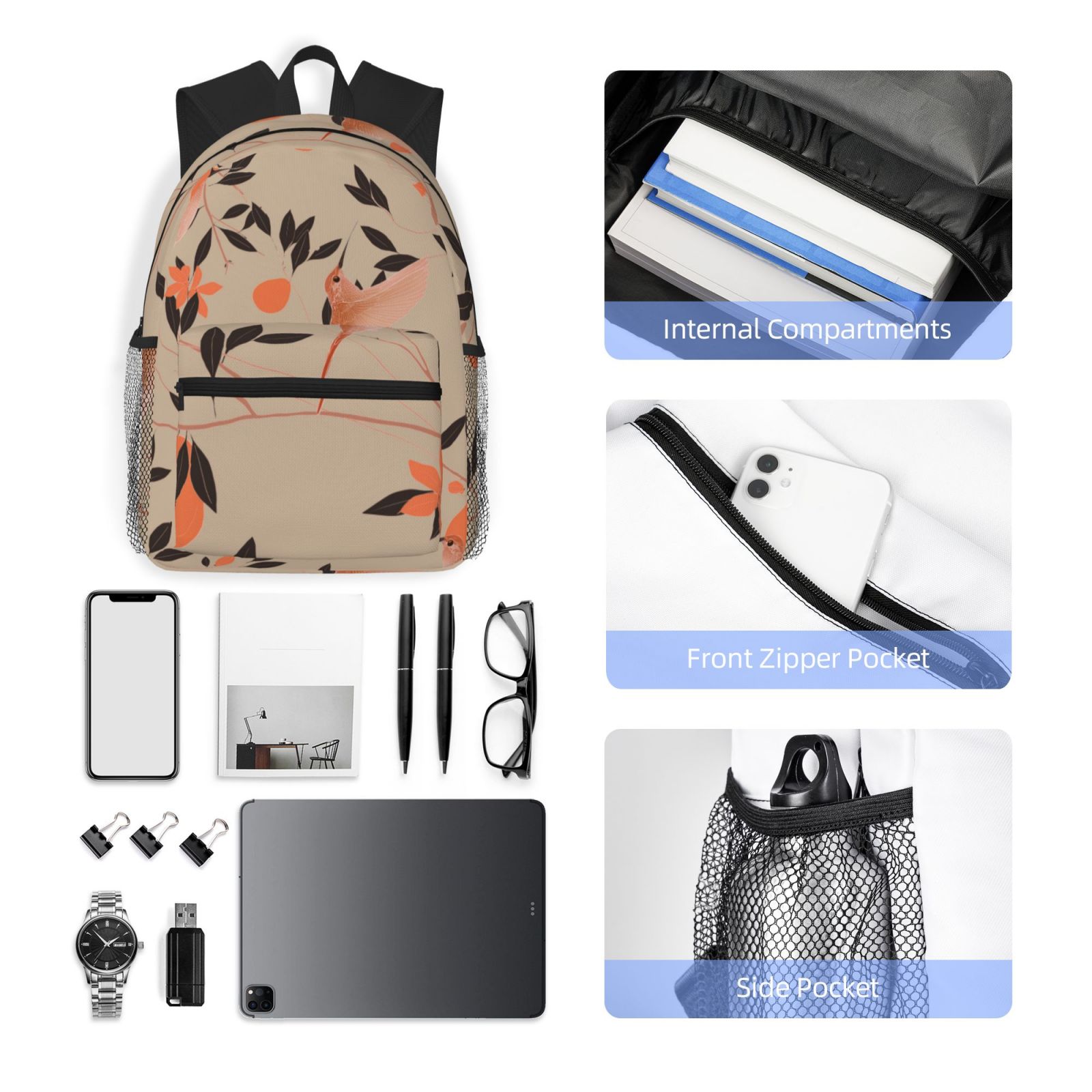 High School Bags Interior Compartment Backpack for Personalized School Essentials