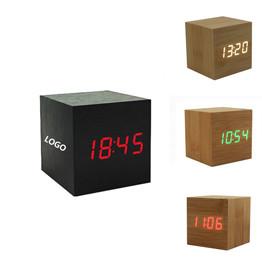 China Promotional Electronic wooden led alarm clock wood logo customized on sale
