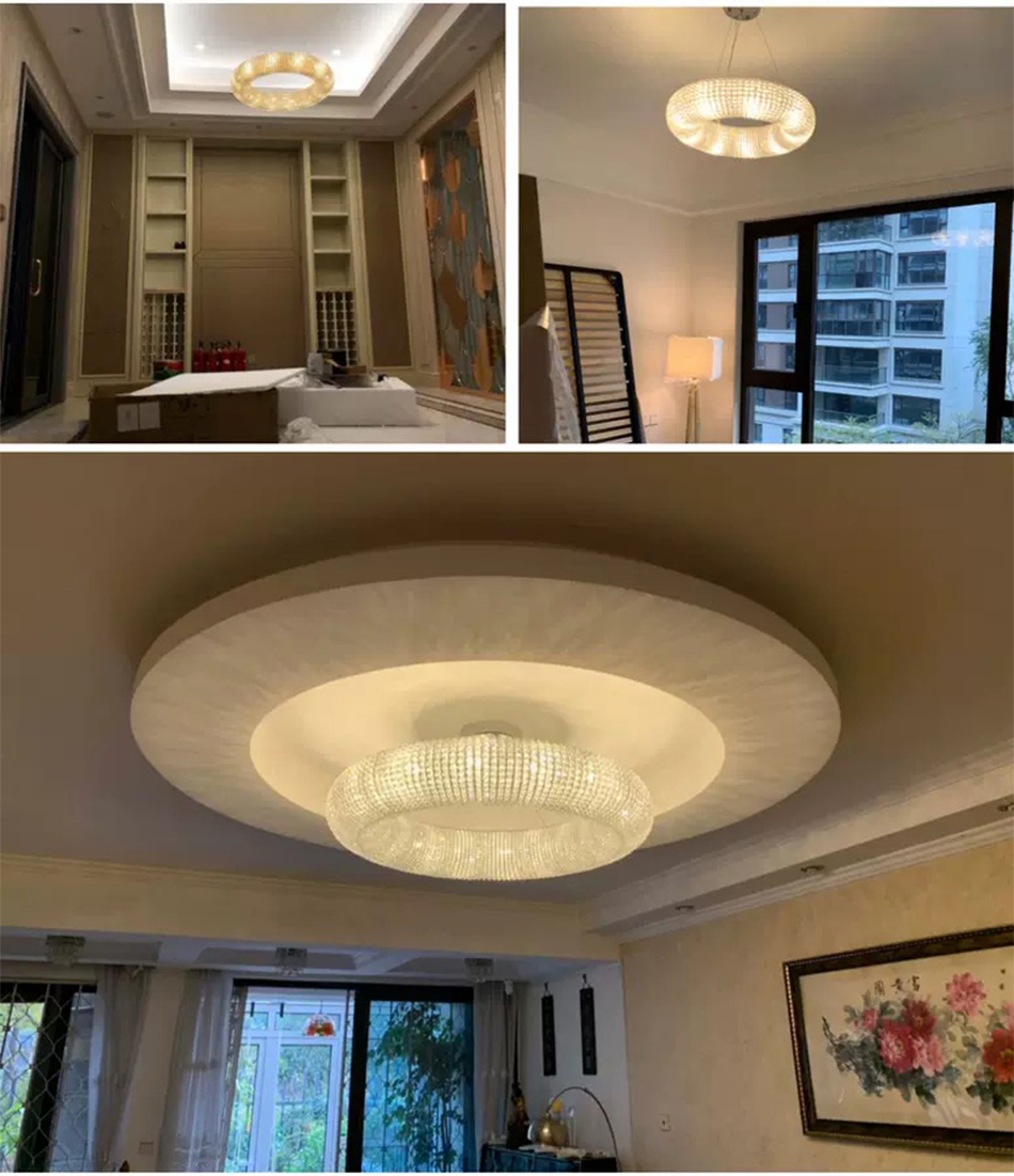 Luxury Circle Crystal Chandelier For Living Room Led Home Decor Lamp large pendant light(WH-CY-190)