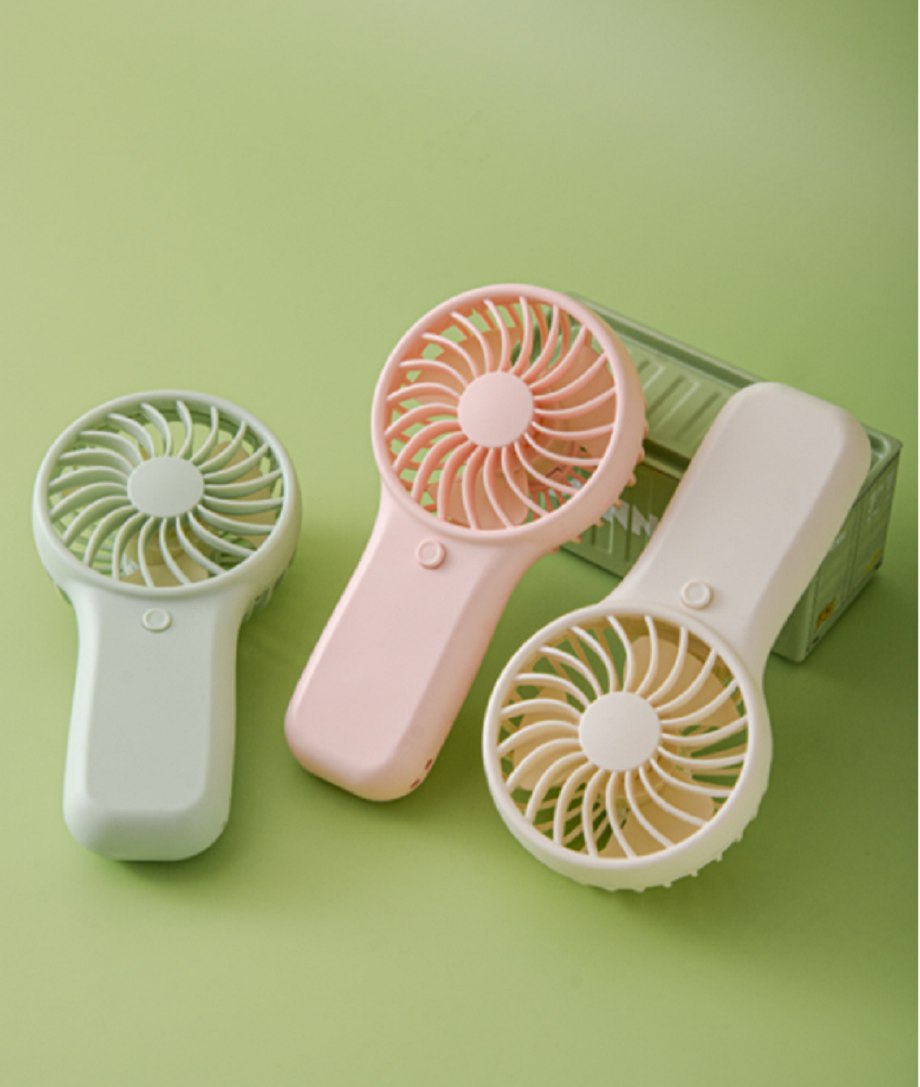 Portable AA Battery Handheld Fan 2W Power 3V Voltage Single-speed Mode Includes Lanyard White Green Pink