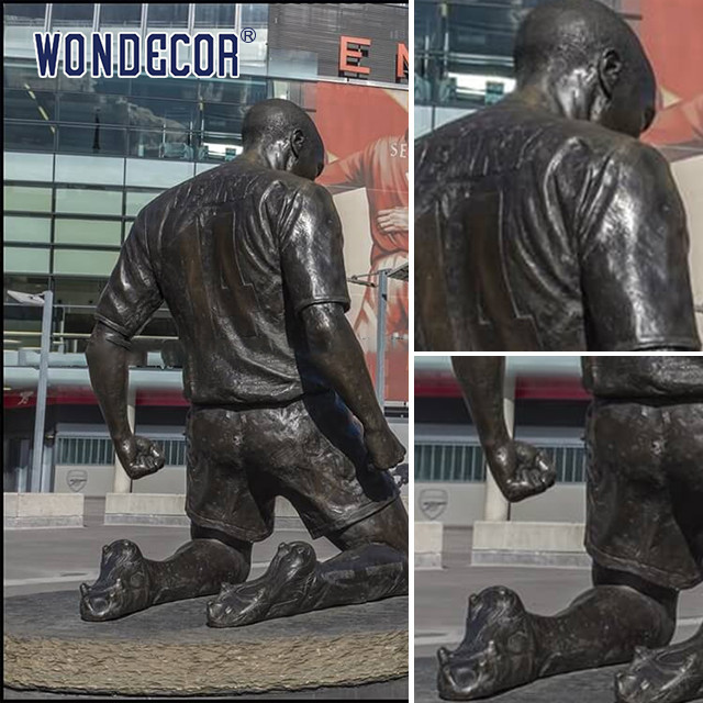 Masterfully Carved Bronze Statues Sculpture Football Players Celebrate Action