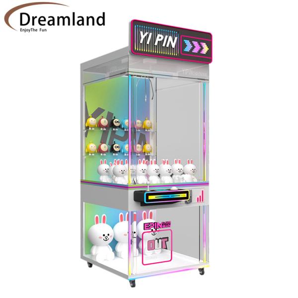 Luxury Coin Operated 9inch Crane Claw Machine Transparent Glass Display Claw Toys Prize Game Machine For Arcade Game Room