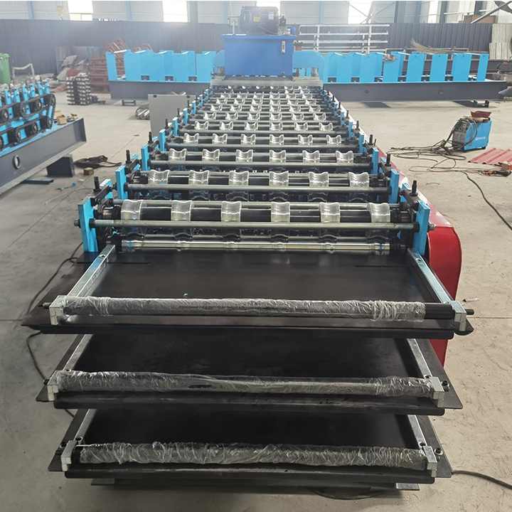 Building Material IBR  Panel / Corrugated Metal Steel Glazed Tile Roofing Sheet Machine Three Layer Roll Forming Machine