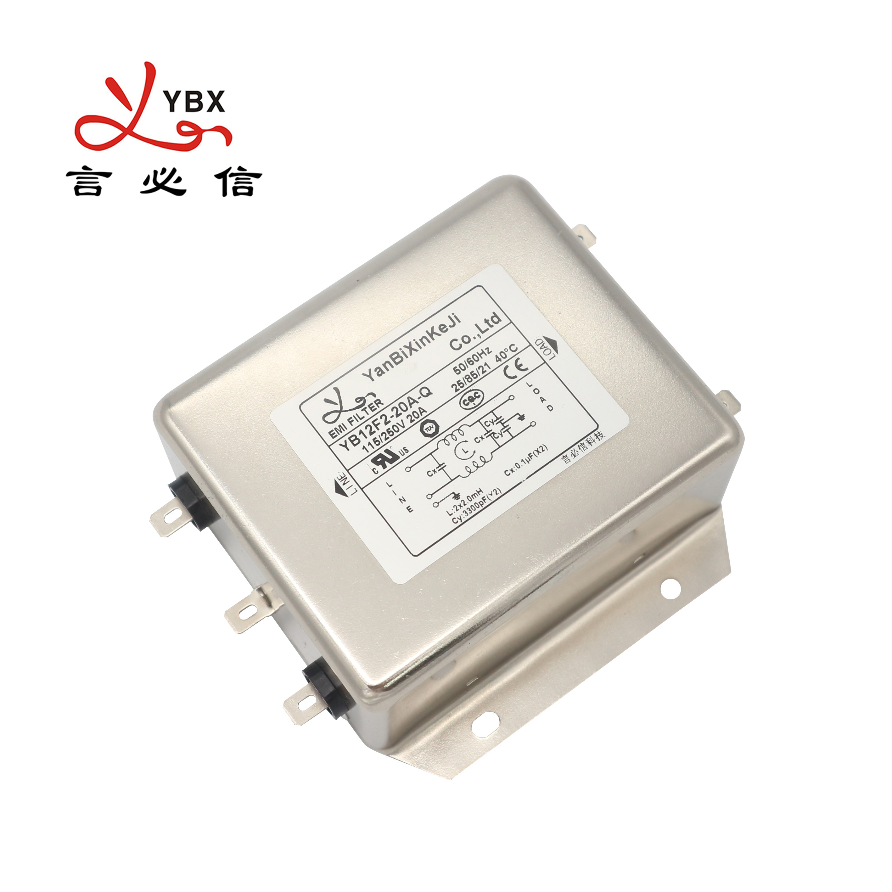 20A AC Power Noise Filter Single Phase Low Pass EMI Filter For Electronic Equipment