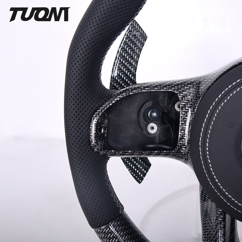 Silver Carbon Fiber Mercedes Benz Steering Wheel Perforated Leather Northern Europe