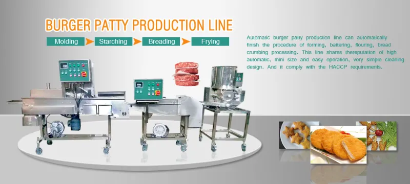 Good Feedback Chicken Nuggets Starching Machine Burger Patty Maker Chicken Cutlet Production Line