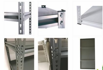 4 Shelves Guard Hole Long Span Warehouse Rack Black 760*350*1520H