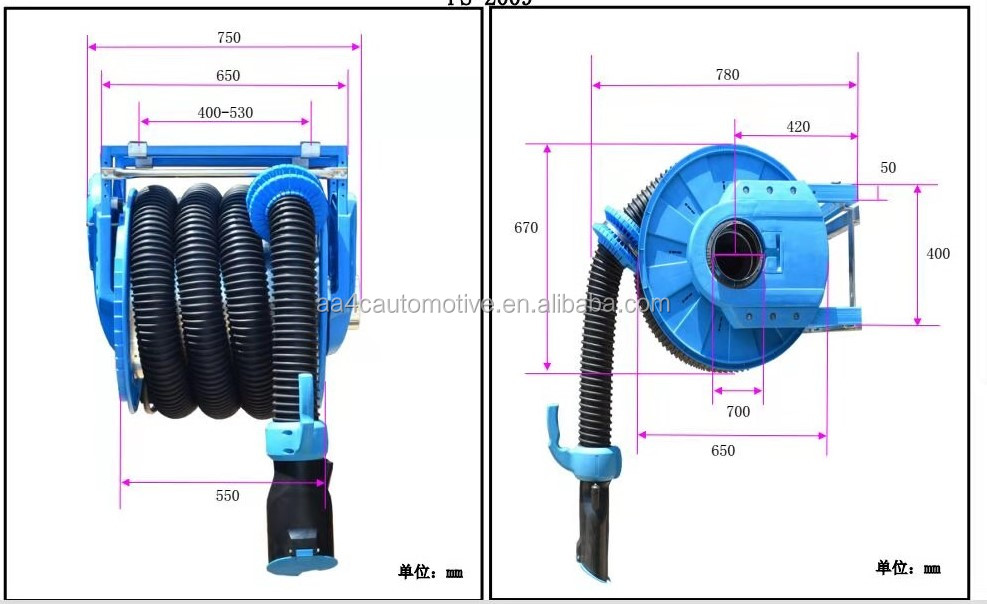 76mm Automotive Exhaust Extraction Systems Vehicle Car Exhaust Fume Extractor