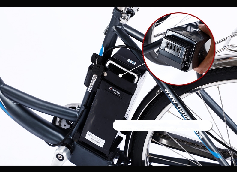 Black 36V 350W Electric City Bike 8 - 10Ah Lithium Battery 26 Inch Wheel Electric Bike
