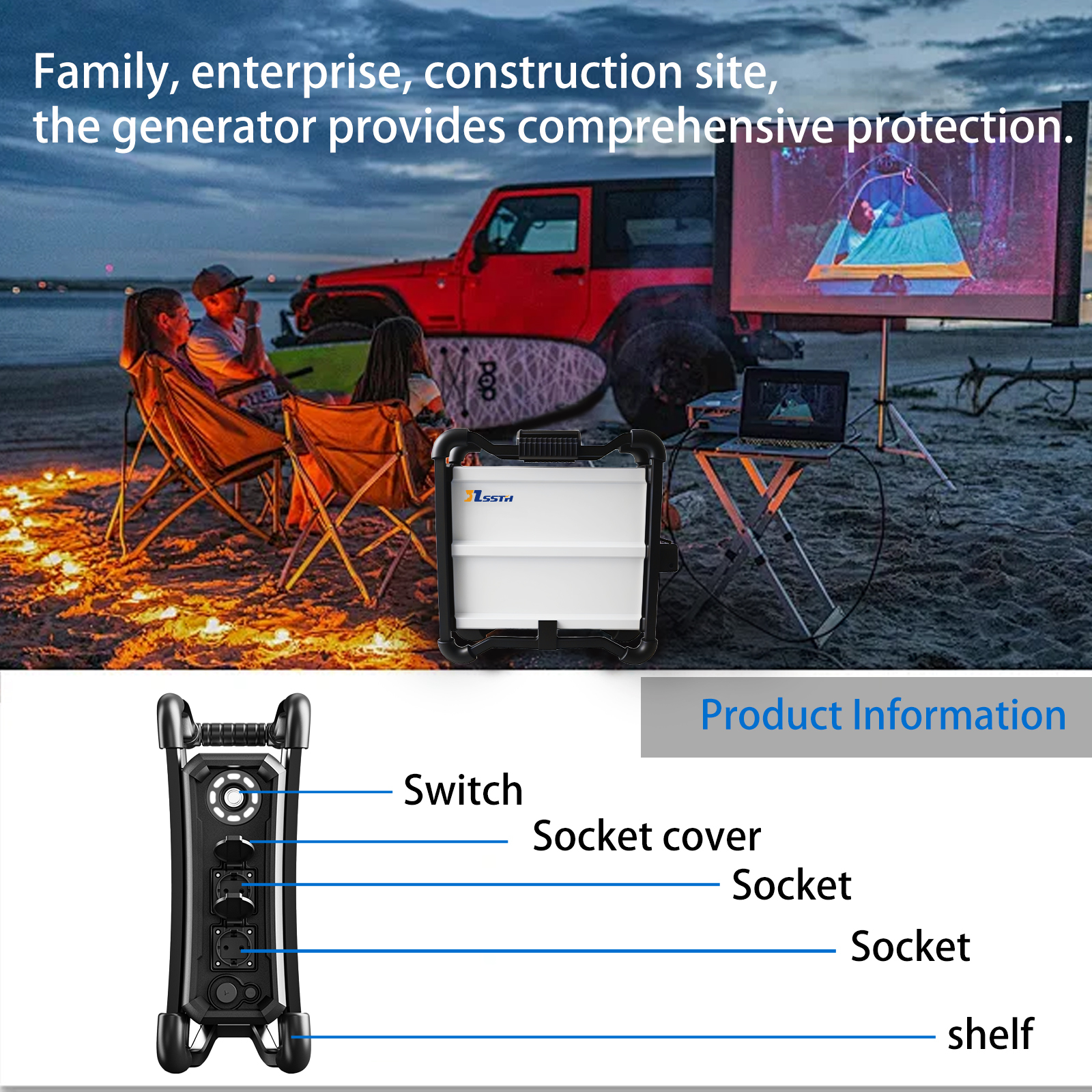 3.6KW Portable Power Station with 2600Wh Capacity and IP65 Waterproof
