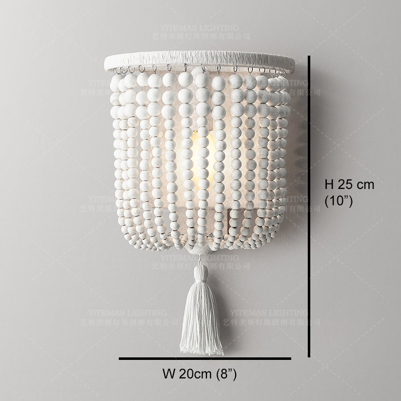 Weathered White wood beads chandelier lighting Pendant bedroom white chandelier(WH-CI-148)