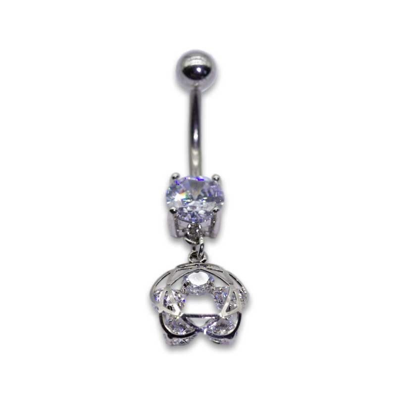 Flower Dangle Belly Button Piercings Jewelry 14G 1.6mm Stainless Steel Belly Bars
