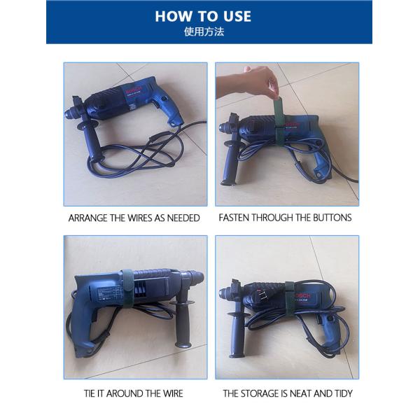 Customizable elastic cable ties in various sizes