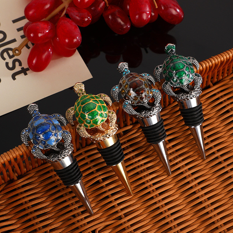 Enamel Color Red Wine Stopper Zinc Alloy Bottle Stopper