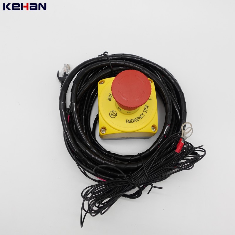 UL Wire Custom Electronic Emergency Stop Push Button Switch With RJ45 Wiring Harness