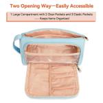 Waterproof Makeup Toiletry Travel Bag Portable Blue PU Leather