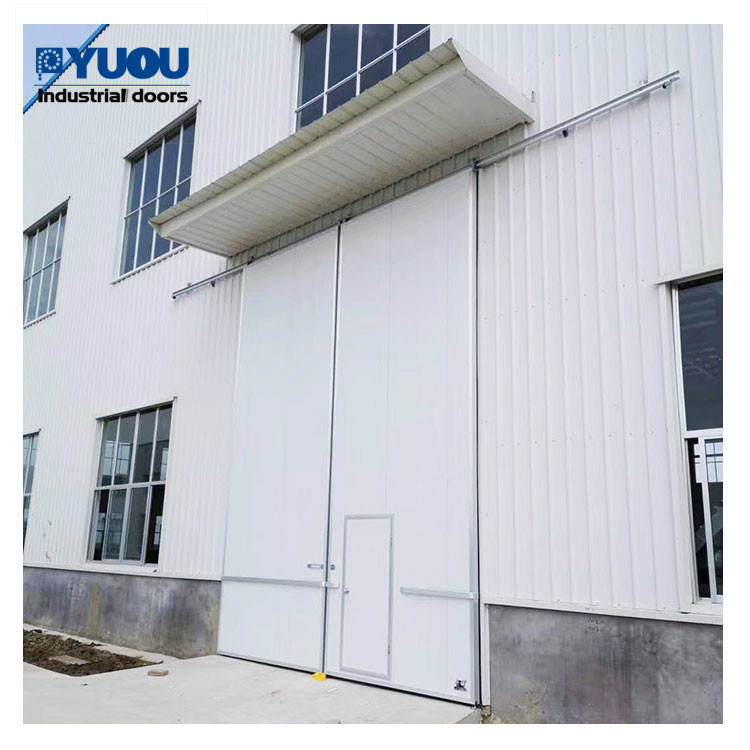 PU Foam Workshop External Mount Sliding Door 50mm Galvanized Steel Sheet 220V