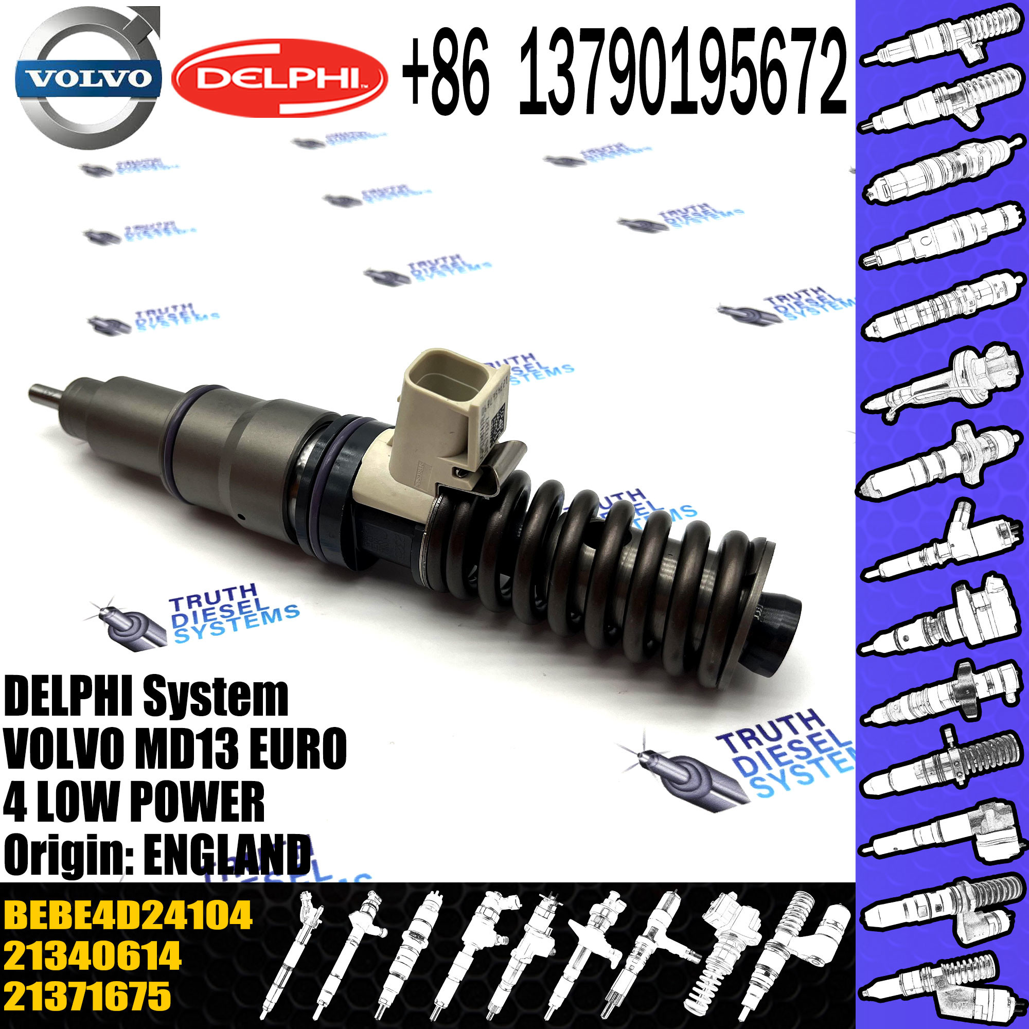 Fuel Injector 21371675 21340614 85000872 85003266 BEBE4D24004 BEBE4D24104 E3.18 for VOL MD13 EURO 4 LOW POWER