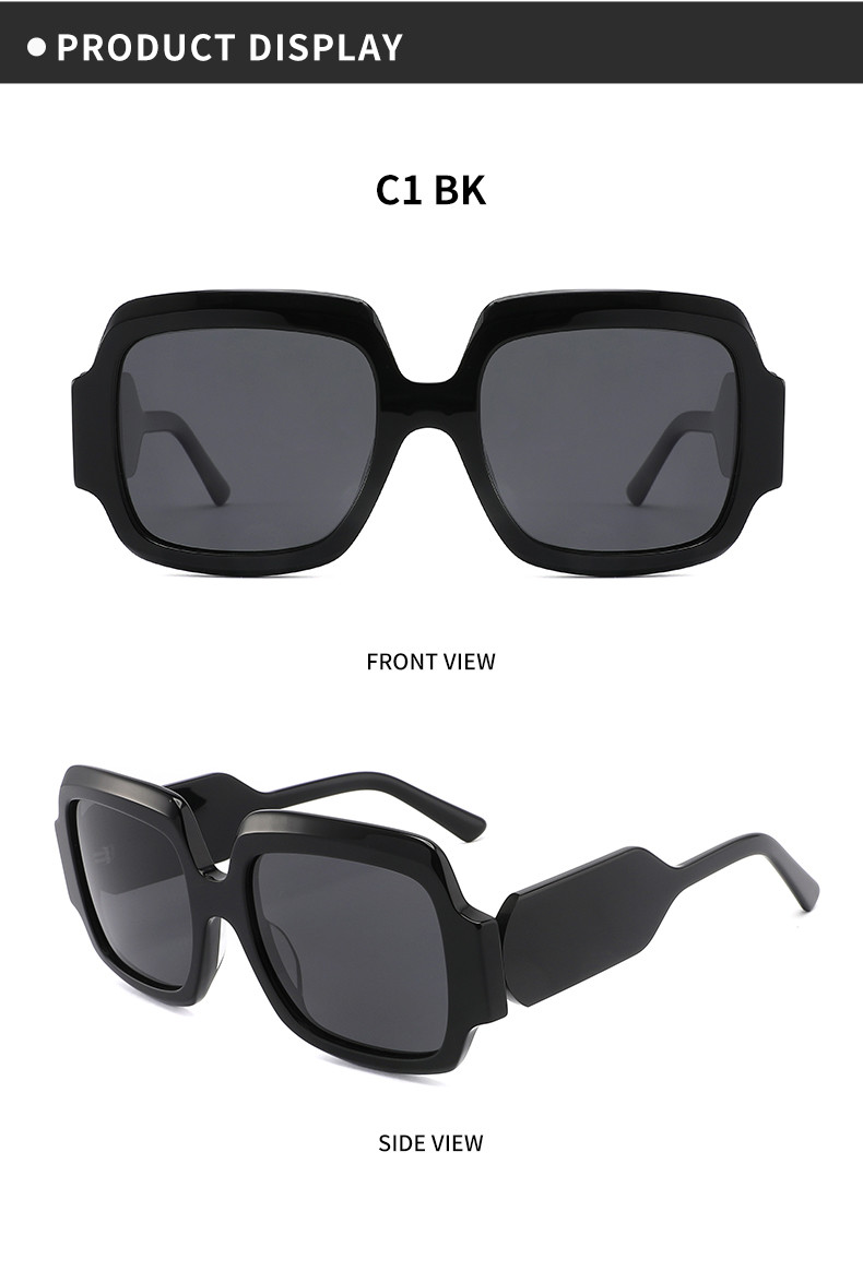 Thick Square Acetate Sunglasses , Retro Oversize Square Frame Acetate Sunglasses