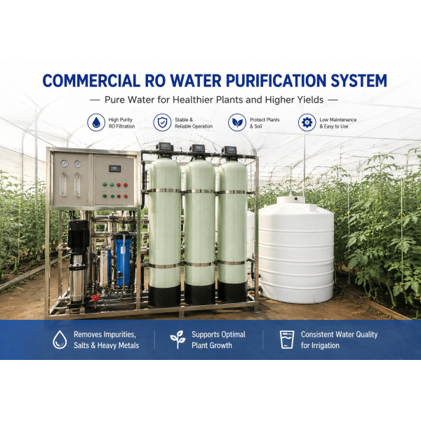 Agricultural RO Water Filter System installation in greenhouse setting