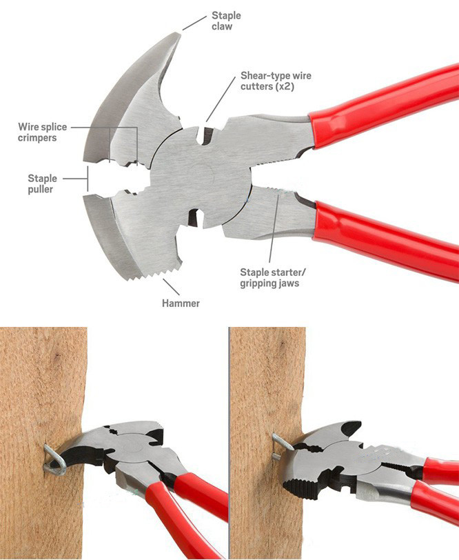 Fencing Plier with Light Duty multi hammer 10 inch American Round QL1201