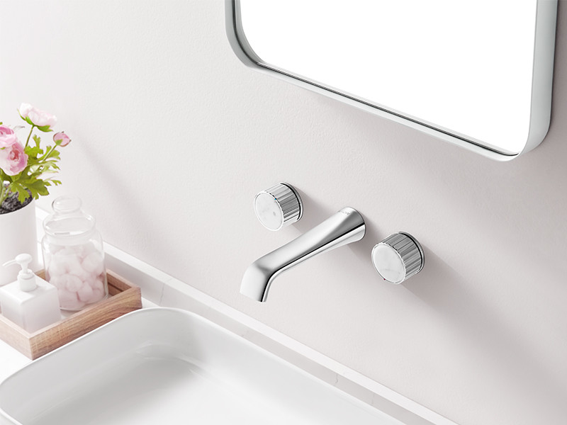 Conceal Wall Hung Basin Mixer Taps Knob Control Chrome / Gold Color