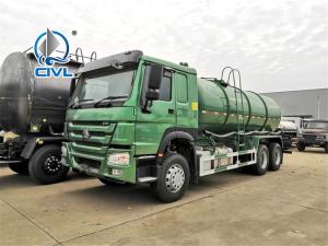 Quality New Howo 6x4 371HP Sewage Suction Vacuum Truck Green Color euro II 25 ton loading capacity for sale