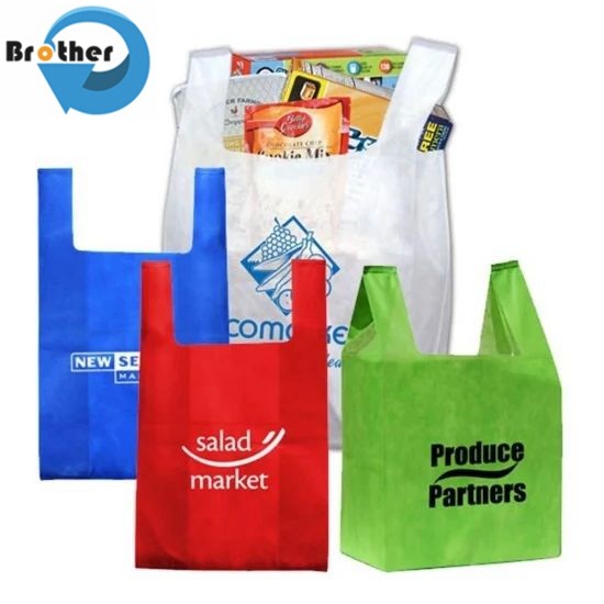Logo Print 100% PP Nonwoven Fabric Raw Material for Non Woven Shopping Bags T-Shirt Bags W-Cut Bags Vest Bags