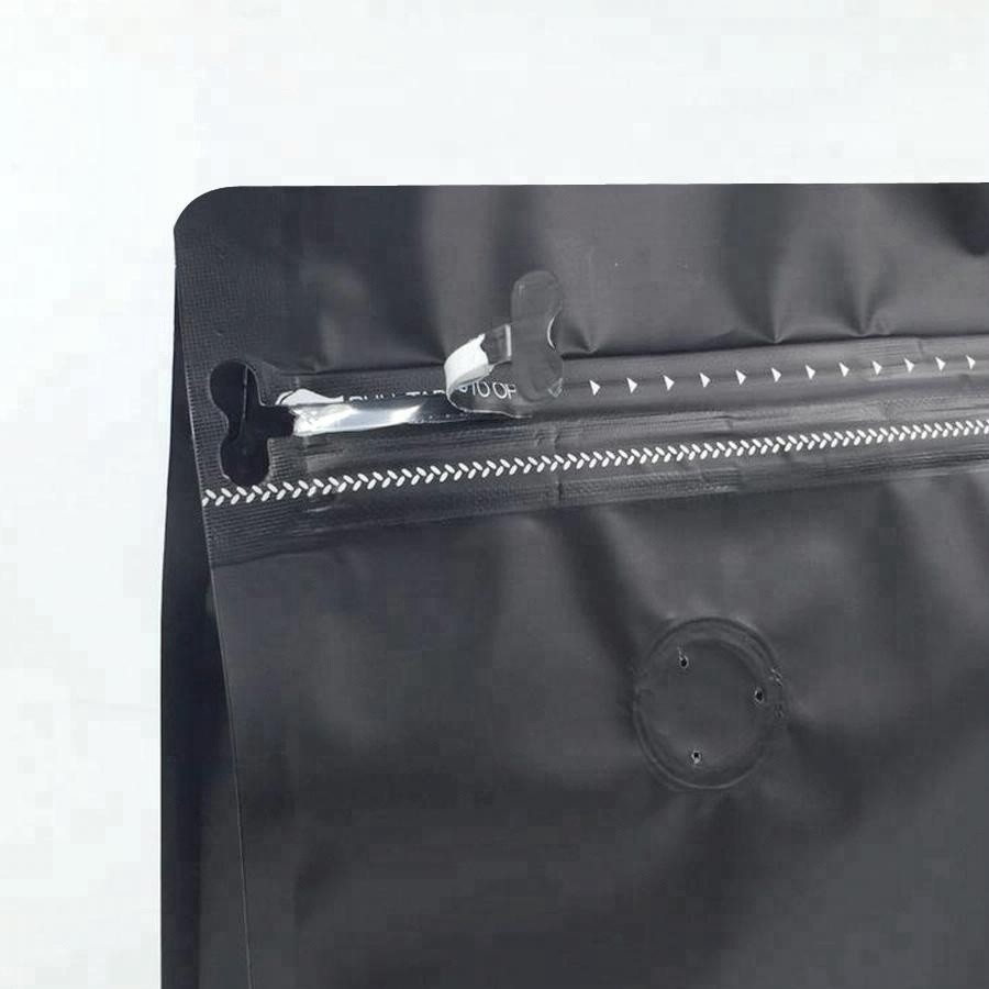 Custom Printed Flat Bottom Gusset Packing Resealable Zipper Packaging Coffee Bean Kraft Paper Bag With Valve