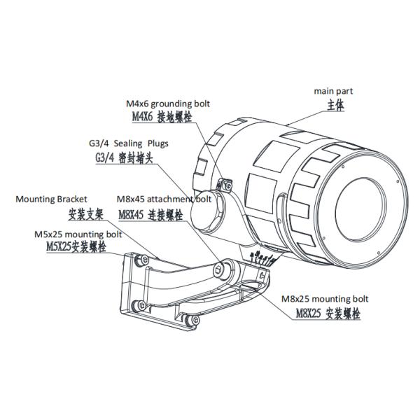 Tunnel Triple IR Flame Detector IIC IIIC Explosive Environment Certified