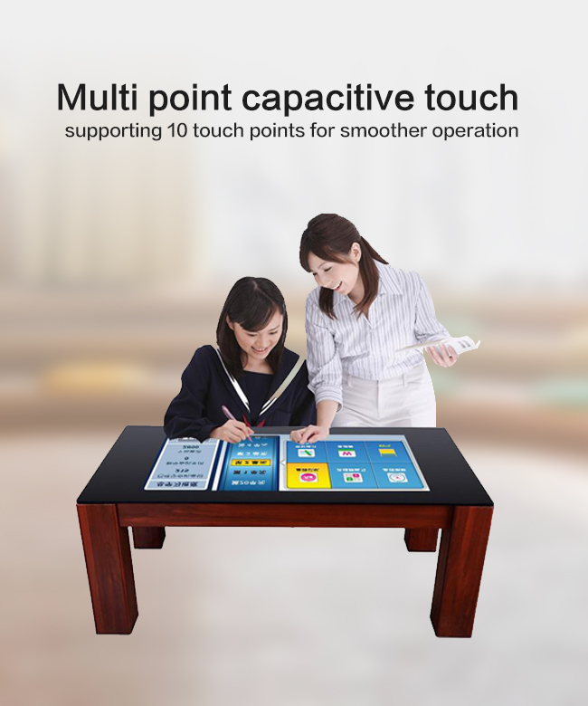 Waterproof Study Screen Coffee Table 43'' Interactive Kiosk Multi-Touch Screen Gaming Smart Coffee Table